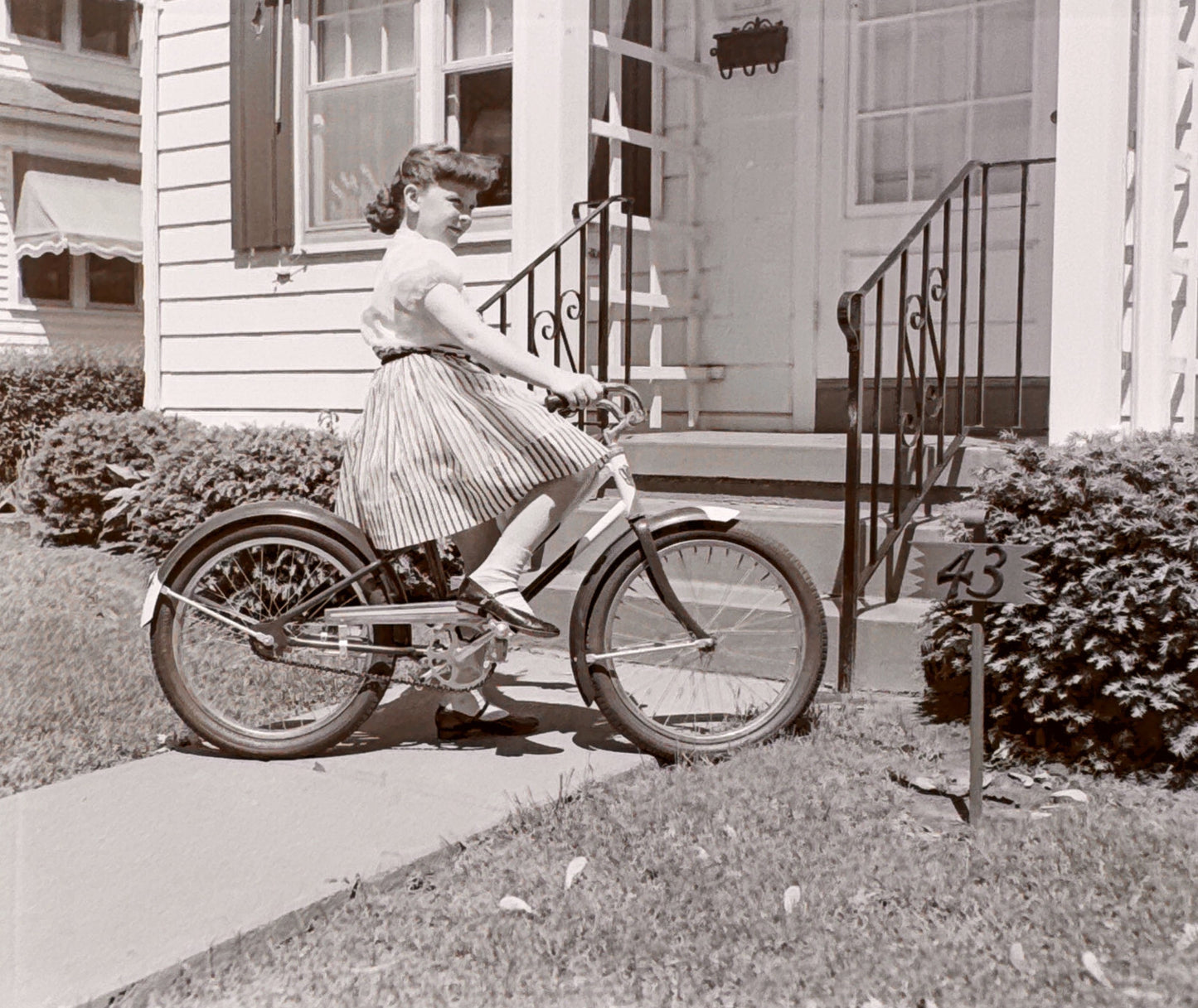 Vintage Photo Negative Victory Bicycle with Girl Bike Bicycles Bikes