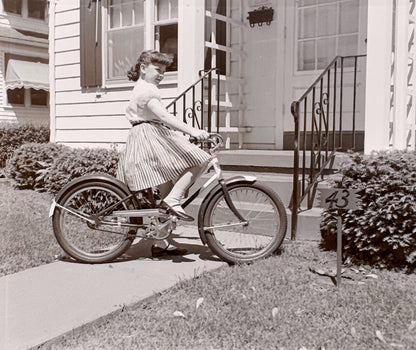 Vintage Photo Negative Victory Bicycle with Girl Bike Bicycles Bikes