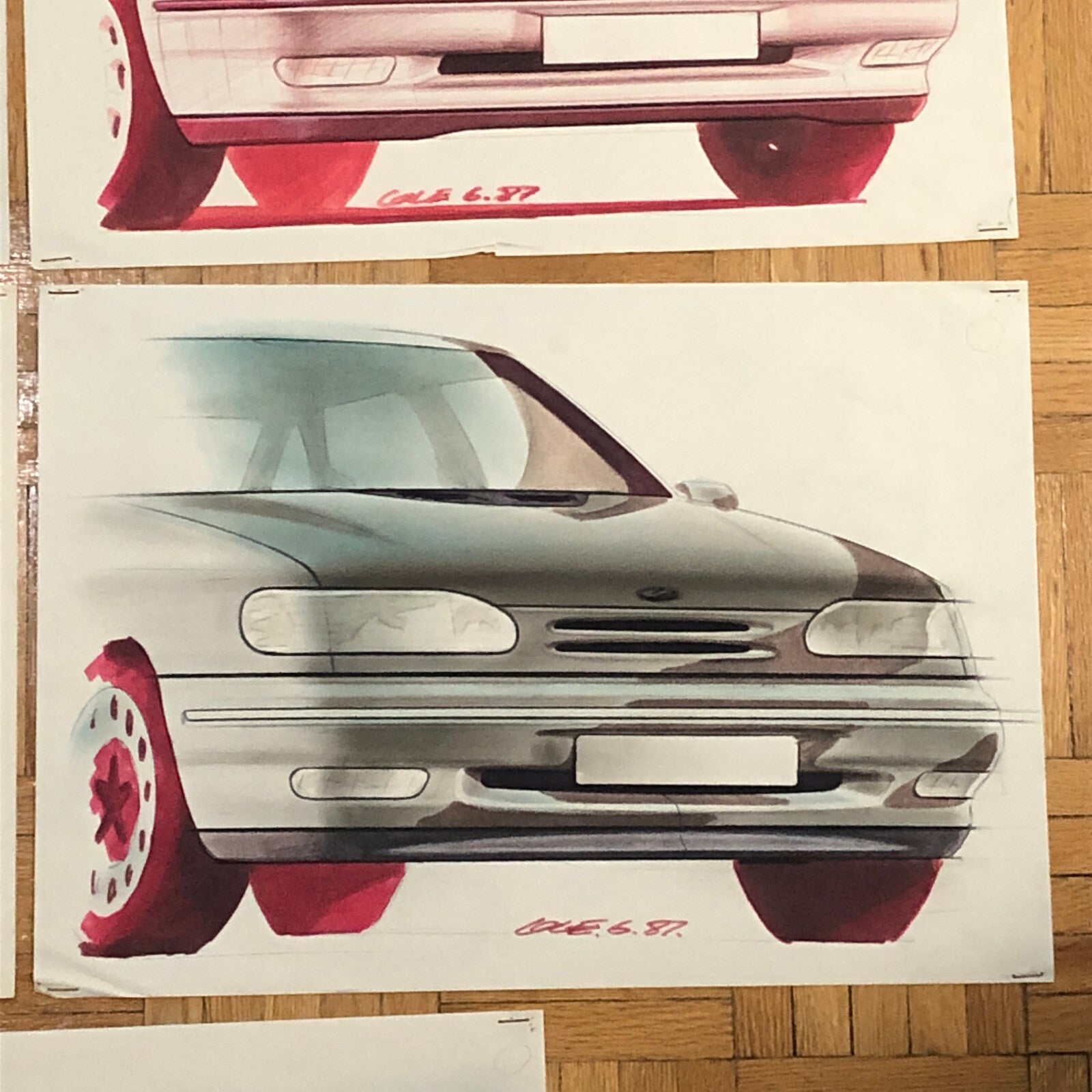 Car Styling Concept Illustration Art Drawing Sketch Lot 7x Ford Scorpio 1987