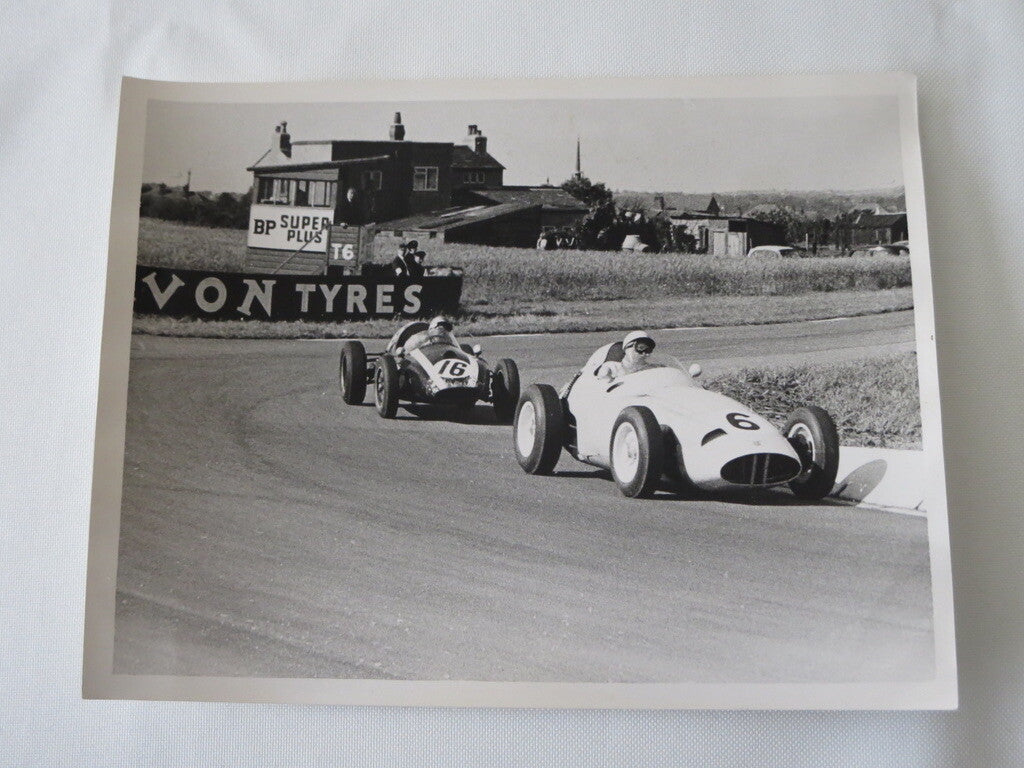 Vintage 1959 Racing Photograph Sitrling Moss & Bruce McLaren British Grand Prix 