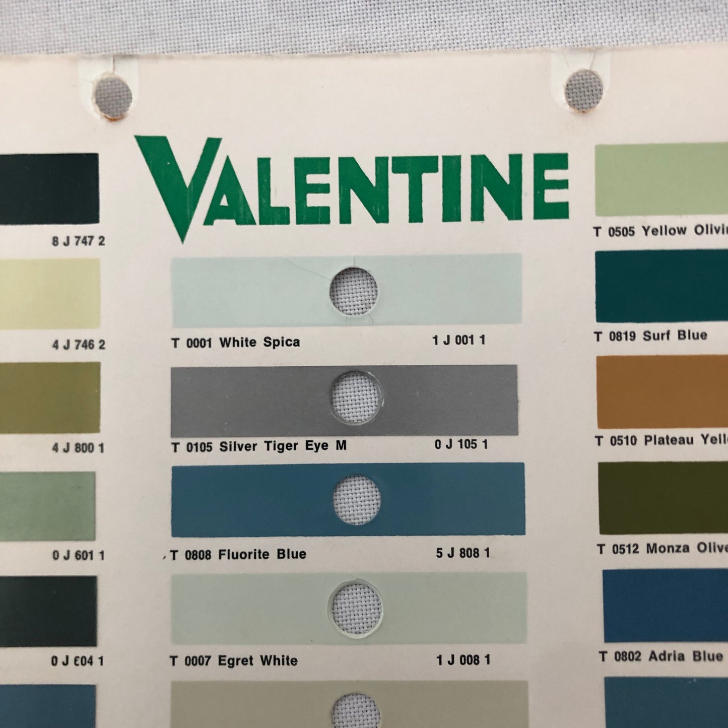 1971 1972 Toyota Car Paint Chip Color Sample Sheet Valentine