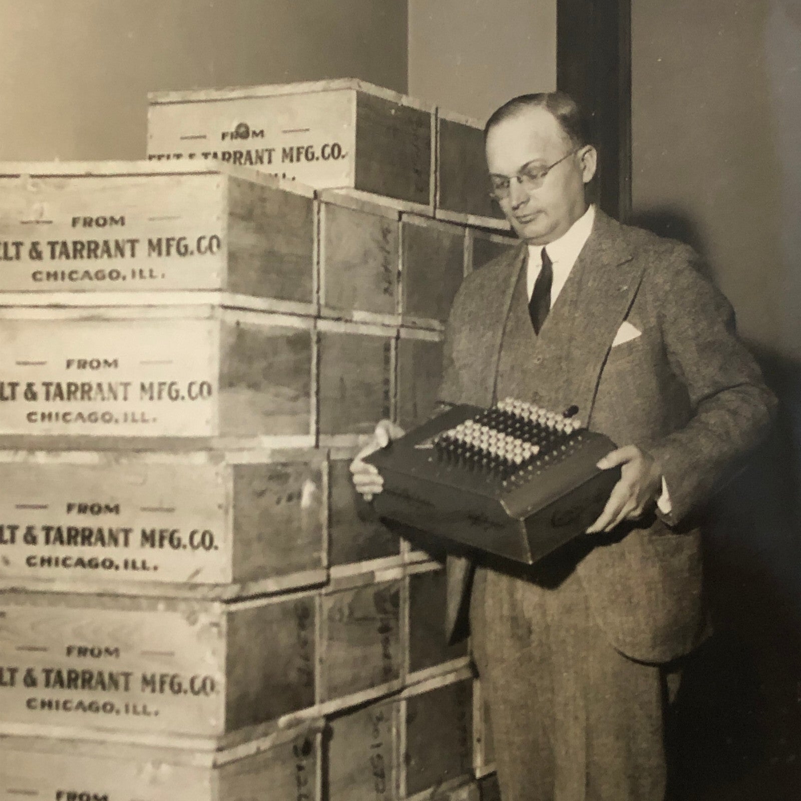 Press Photograph Photo Calculating Machines Record Order Argicultural Adjustment