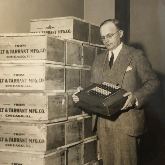 Press Photograph Photo Calculating Machines Record Order Argicultural Adjustment