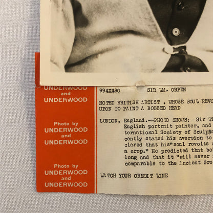 Vintage Press Photo Photograph British Artist Sir William Orpen Portrait Painter