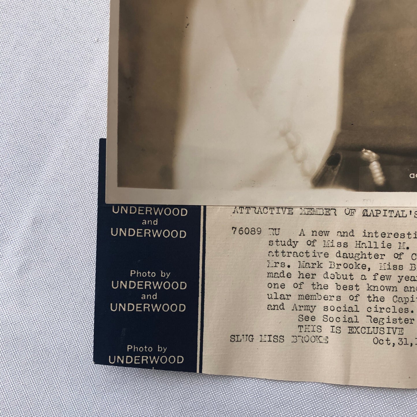 Press Photo Photograph Society Woman Hallie Brook Daughter Colonel Mark Brooke