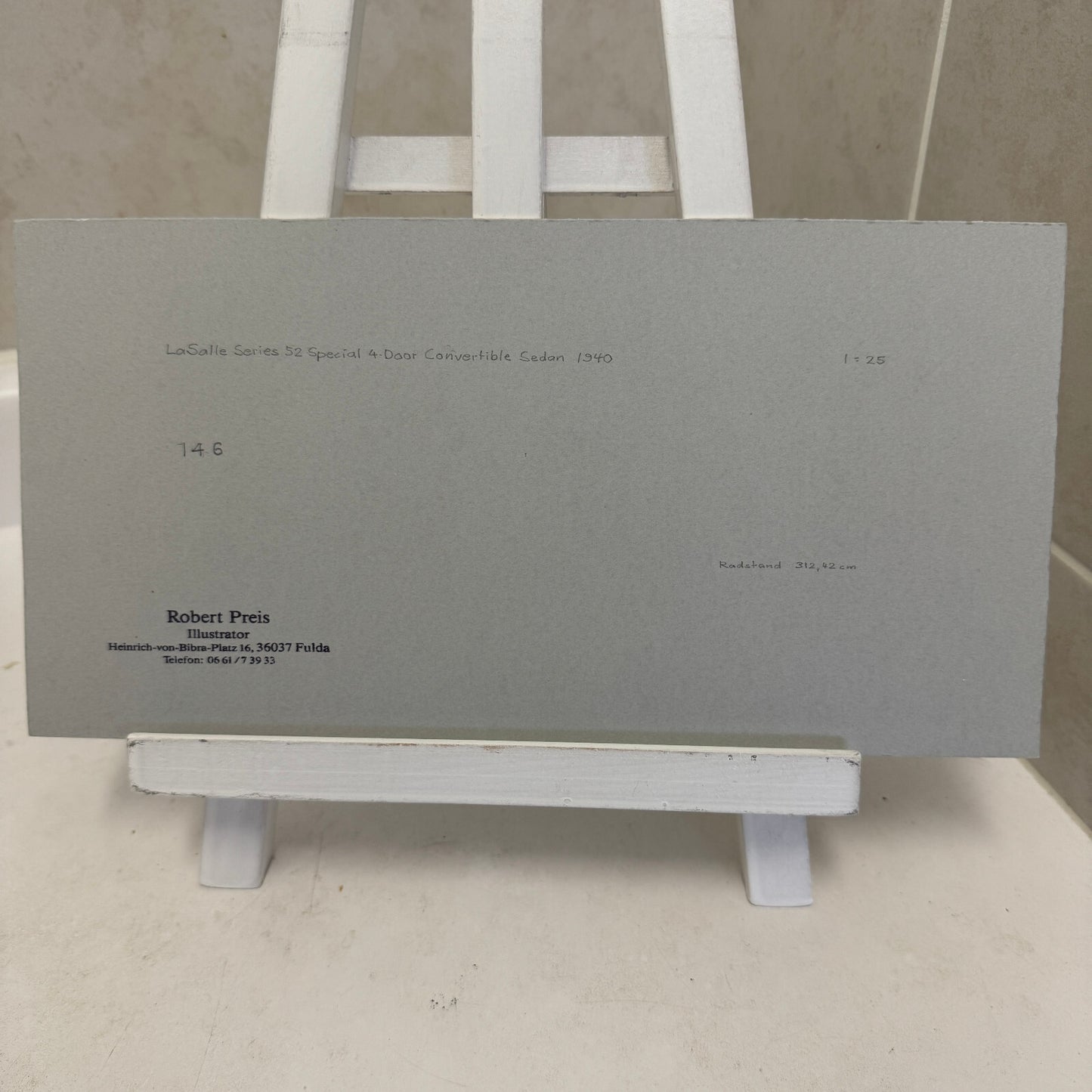 1940 LaSalle Series 52 Special Automobile Illustration Art Drawing Hand Drawn