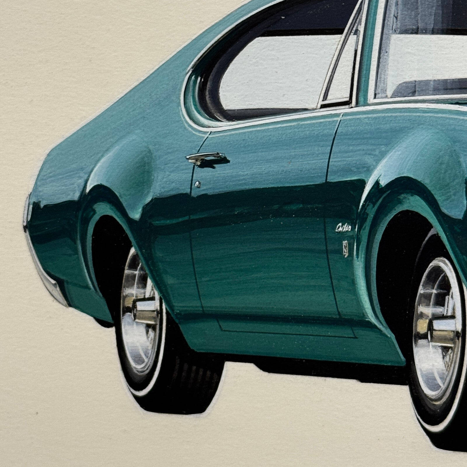 Oldsmobile Cutlass Car Illustration Art Drawing Hand Drawn Robert Preis Vintage