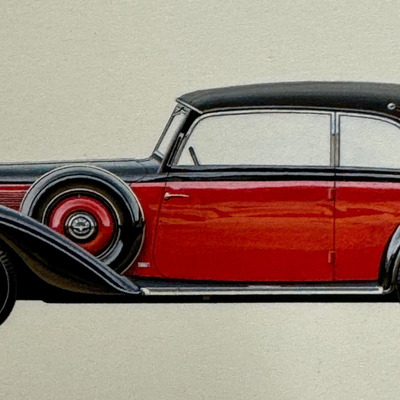 1936 Adler Diplomat Cabriolet Car Illustration Art Drawing Vintage Miniature
