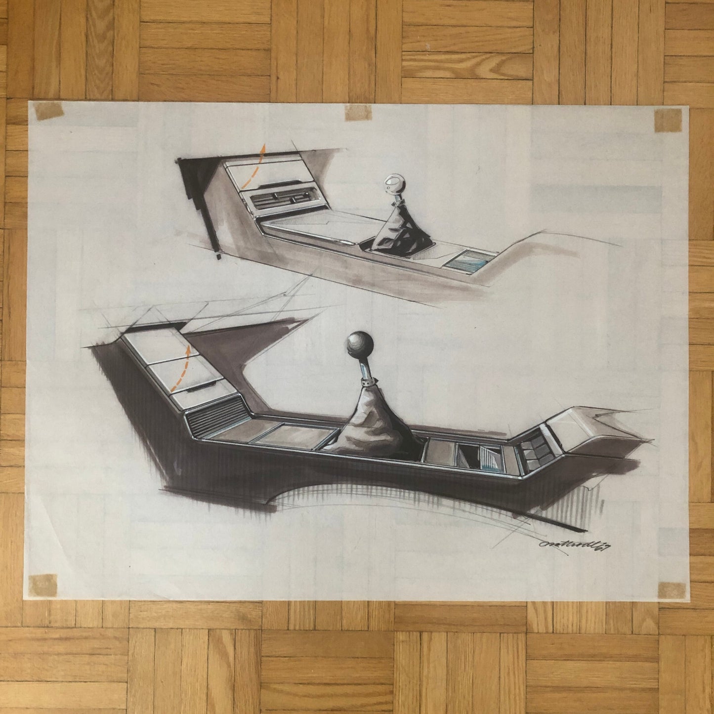 Vintage 1960s Ford Concept Car Design Sketches Lot of 10 Interior Illustrations