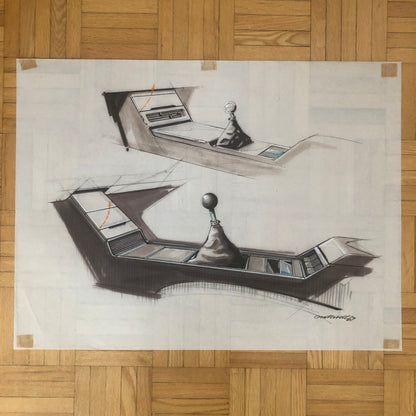 Vintage 1960s Ford Concept Car Design Sketches Lot of 10 Interior Illustrations