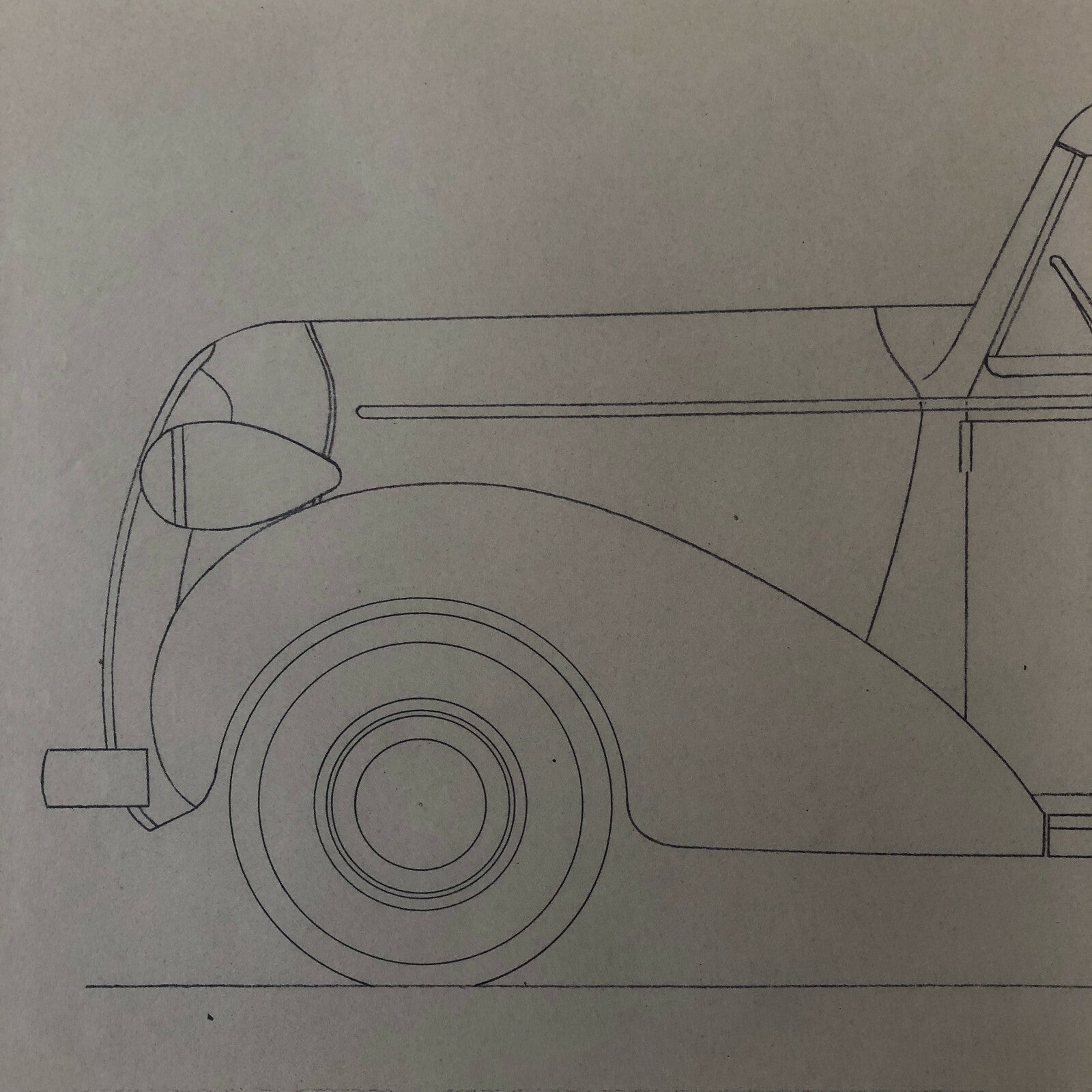 1936 Coachbuilder Car Design Blueprint Rendering Blue Print Coupe Body Style 