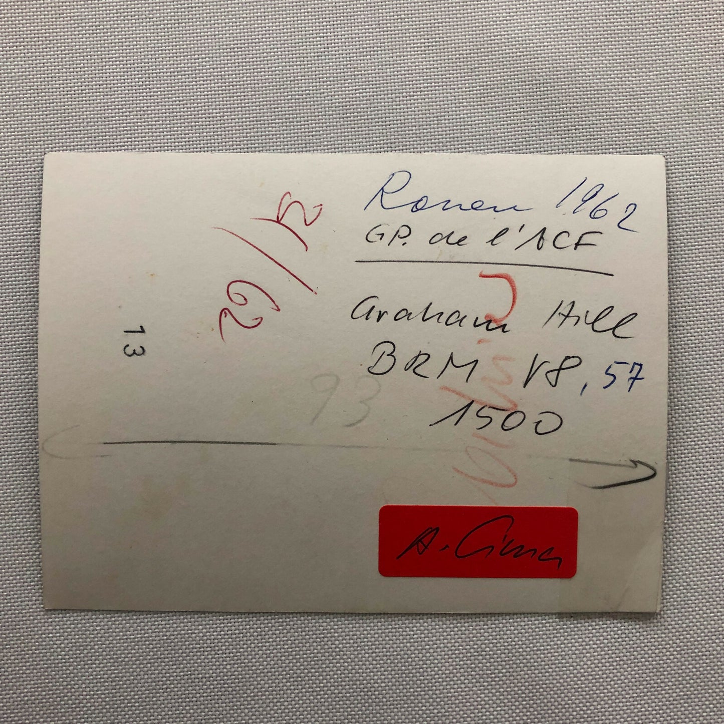 Vintage 1962 ACF Rouen Grand Prix France BRM 57 Graham Hill Photo Photograph 