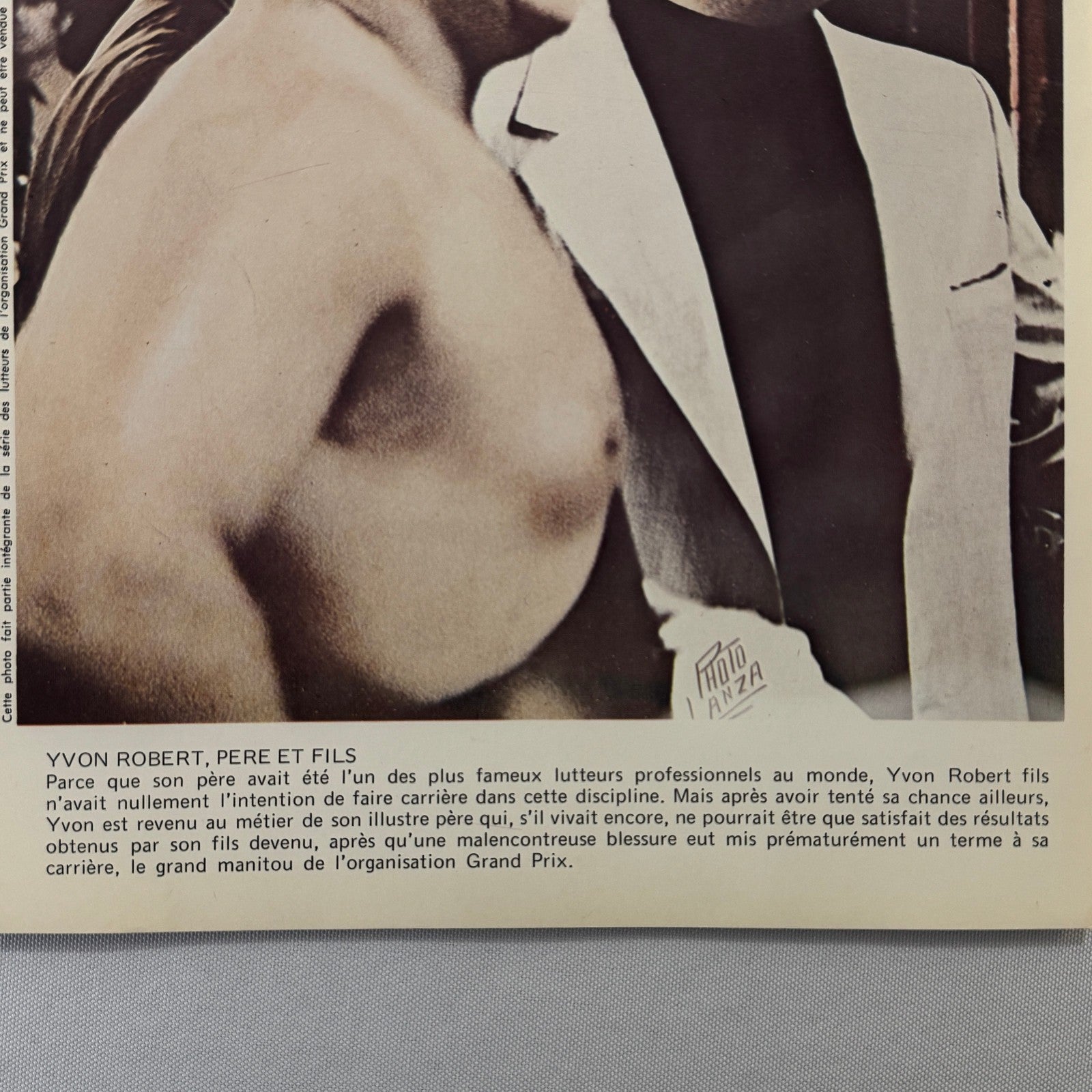 Vintage Wrestling Print Insert Yvon Robert Father and Son Quebec French 1973