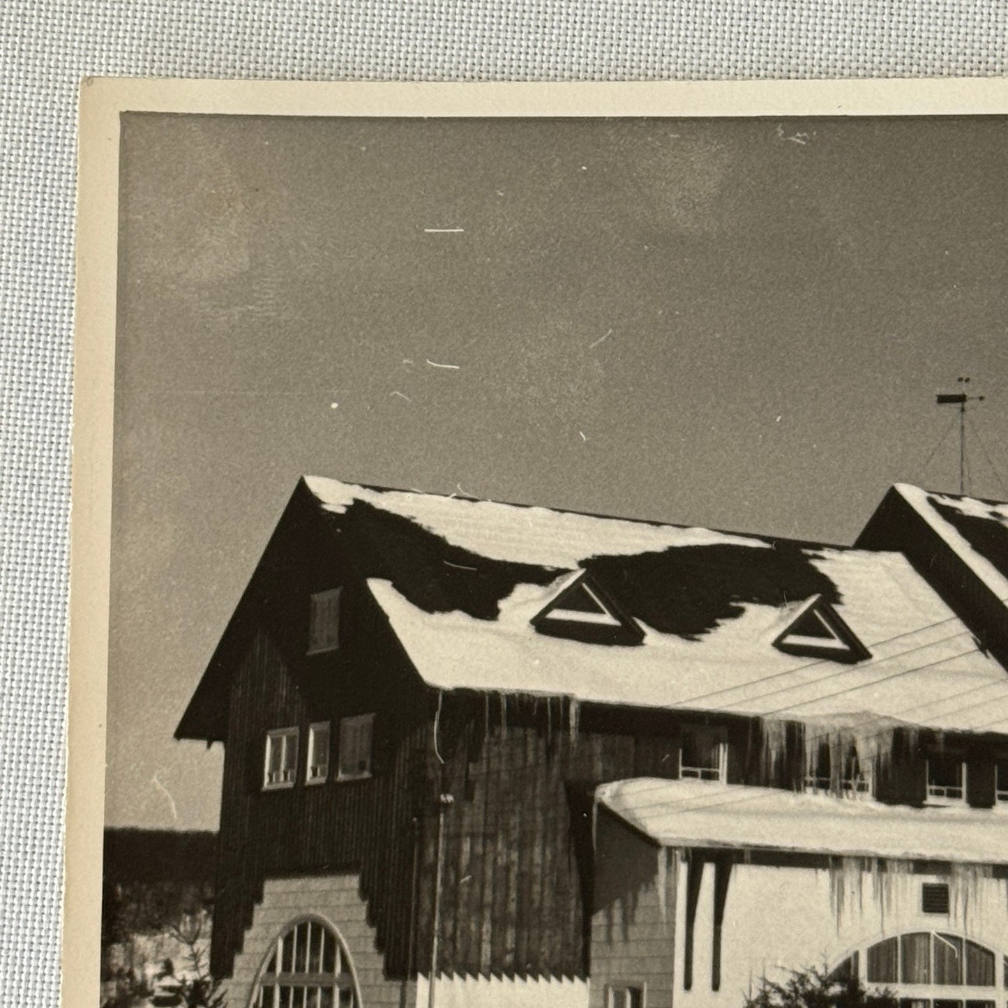 Vintage Photo Photograph Print Automobile Car Winter Scene Building