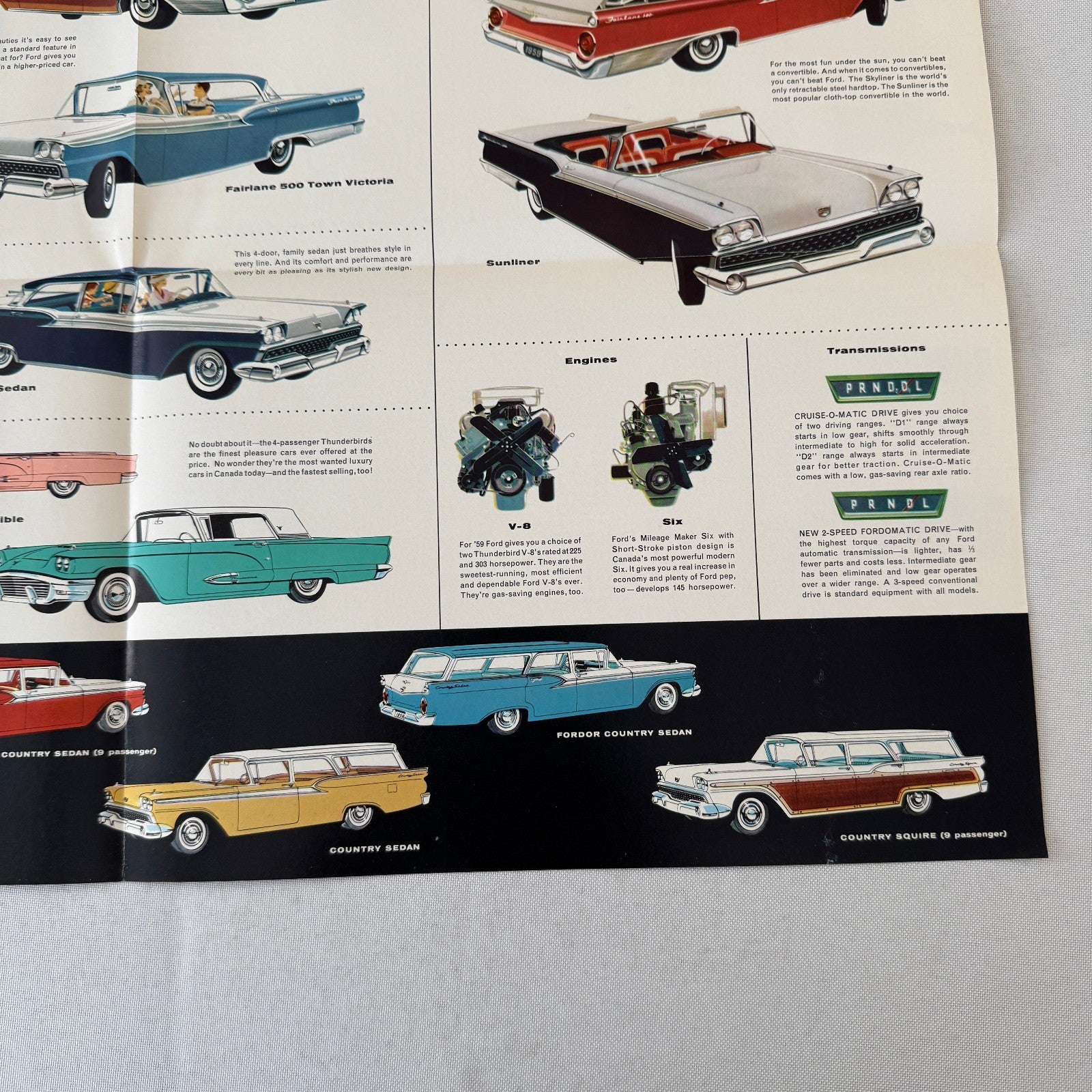 1959 Ford Car Sales Brochure Catalog Canadian Skyliner Sunliner Thunderbird +