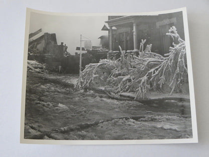 Vintage Montreal Press Photo House Fire Firefighting Ice Winter Photograph