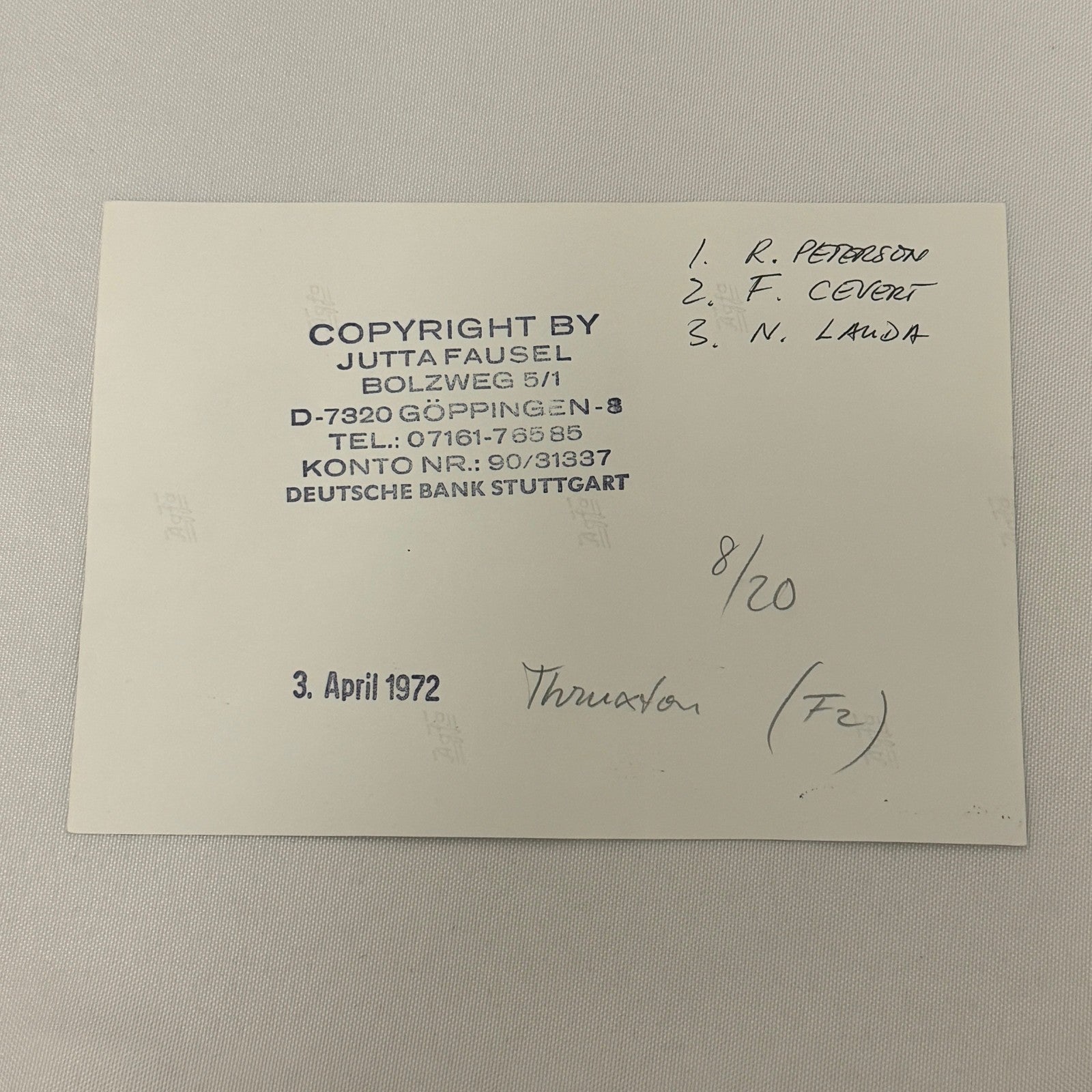 Vintage Racing Photo 1972 Niki Lauda Francois Cevert Ronnie Peterson F2 Thruxton