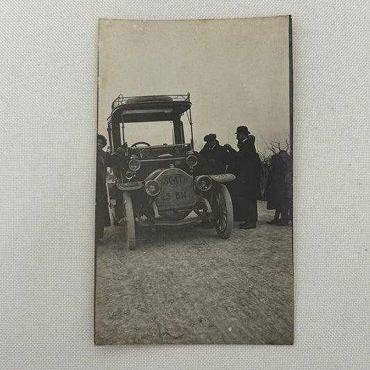 Antique SCAT Car Automobile People Italian Real Photo Postcard RPPC Photograph