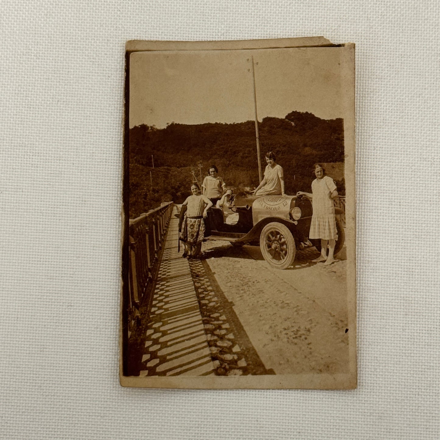 Vintage Photo Photograph Print Women with Early Automobile Car Antique 1926
