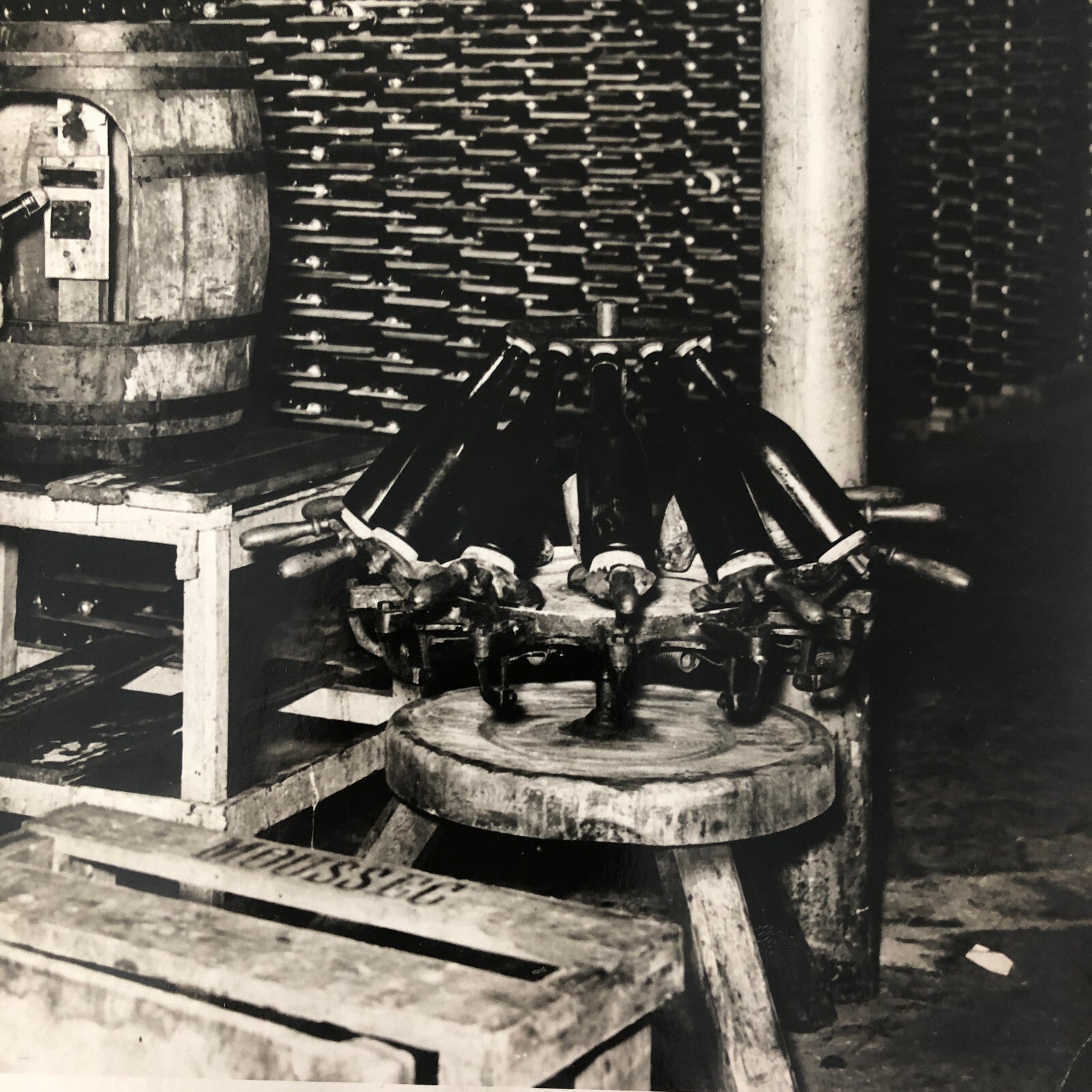 Press Photo Photograph Moussec Wine Maker Winery Wine Bottles 1934