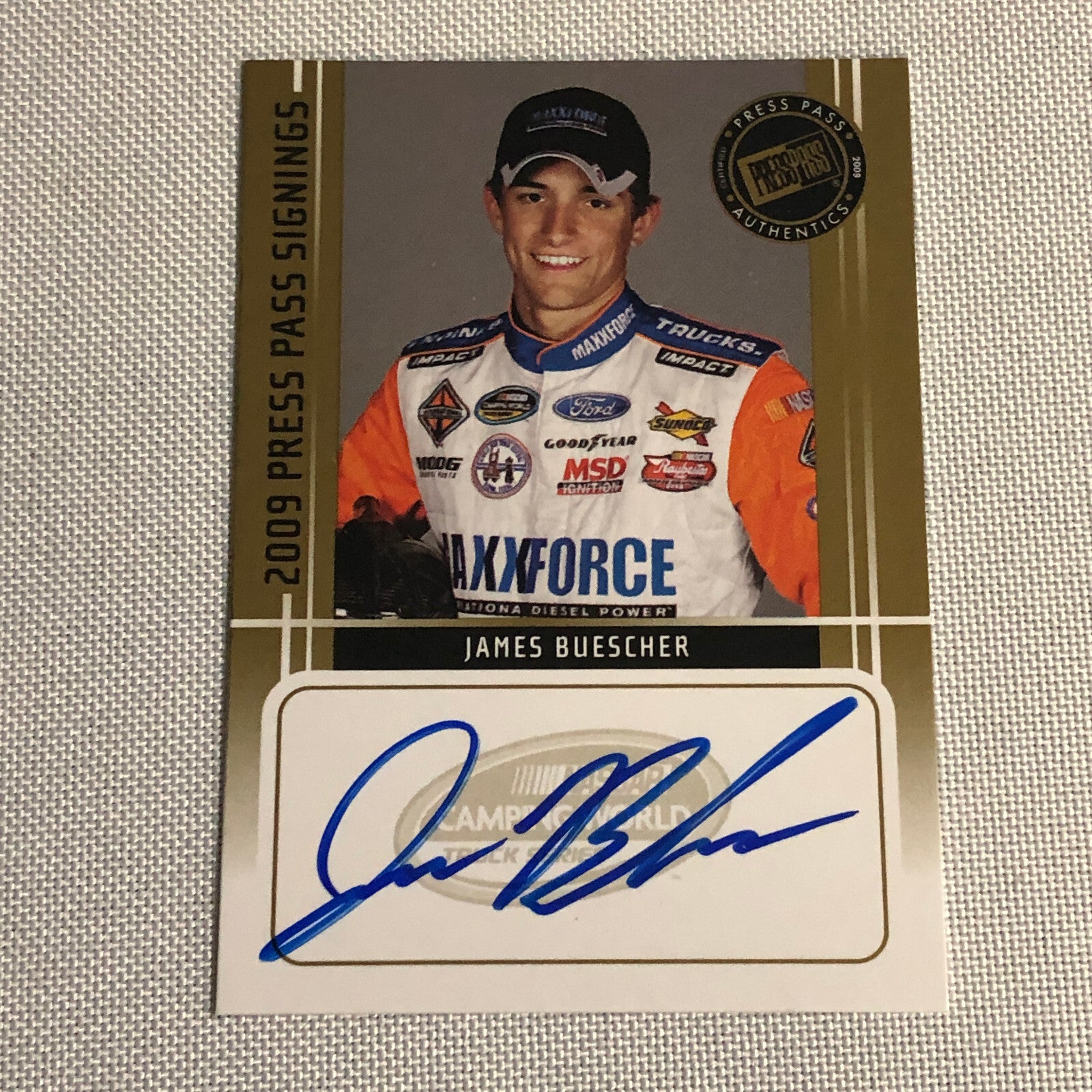2009 Press Pass Signings James Buescher Auto Autograph Signed Card NASCAR