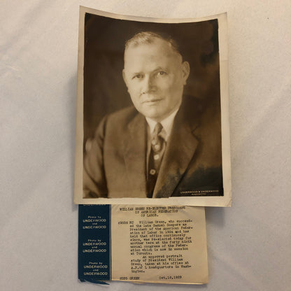 Press Photo Photograph American Federation of Labor President William Green 1929