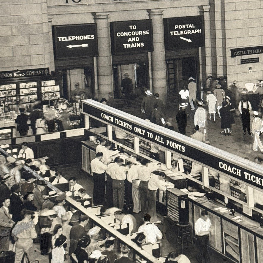 Vintage Train Station Railroad Photograph Washington DC Crowd People Photo Print