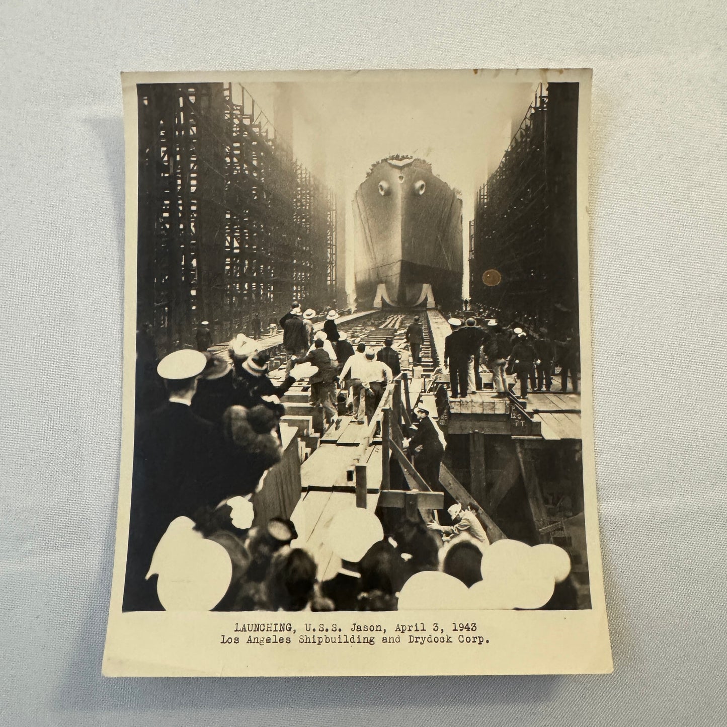 USS Jason 1943 Los Angeles Military Navy Ship Photo Photograph Print Vintage
