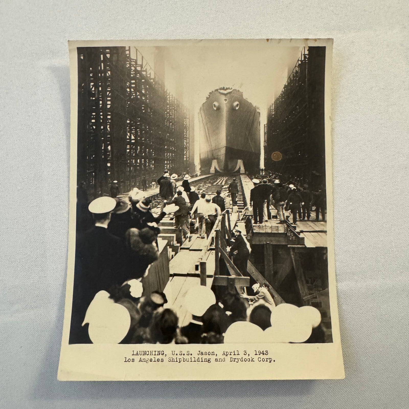 USS Jason 1943 Los Angeles Military Navy Ship Photo Photograph Print Vintage