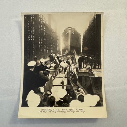 USS Jason 1943 Los Angeles Military Navy Ship Photo Photograph Print Vintage