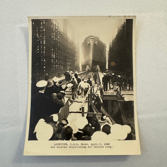 USS Jason 1943 Los Angeles Military Navy Ship Photo Photograph Print Vintage