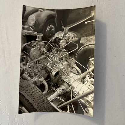 Vintage Racing Car Engine Photo Photograph Print Lot 2x