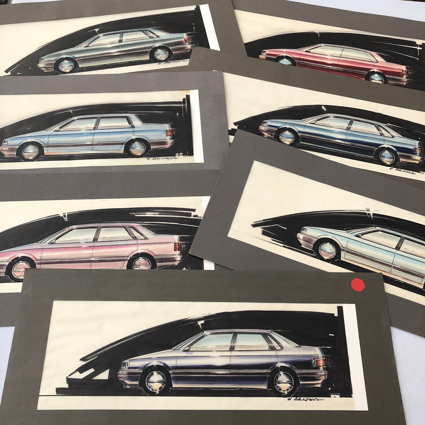 Volkswagen VW Concept Car Illustration Design Drawing Sketch Lot of 7 Passat ?