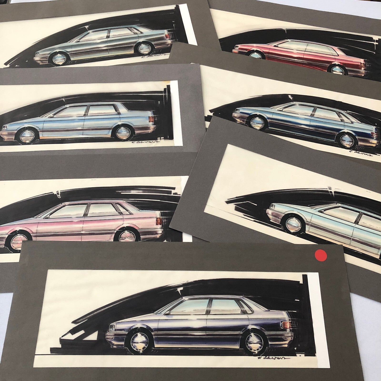 Volkswagen VW Concept Car Illustration Design Drawing Sketch Lot of 7 Passat ?