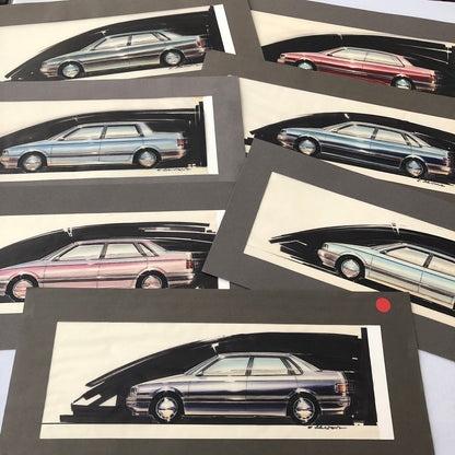 Volkswagen VW Concept Car Illustration Design Drawing Sketch Lot of 7 Passat ?