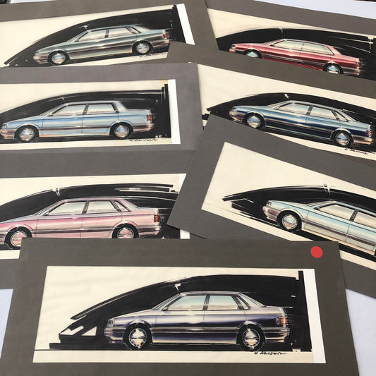 Volkswagen VW Concept Car Illustration Design Drawing Sketch Lot of 7 Passat ?