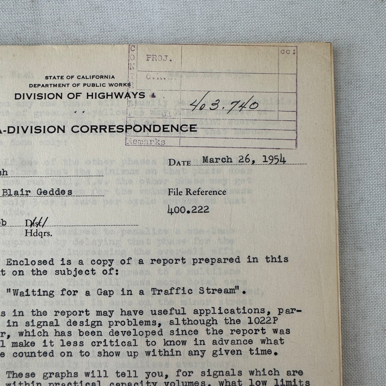 1954 California Traffic Study Civil Engineering Road Construction Documents