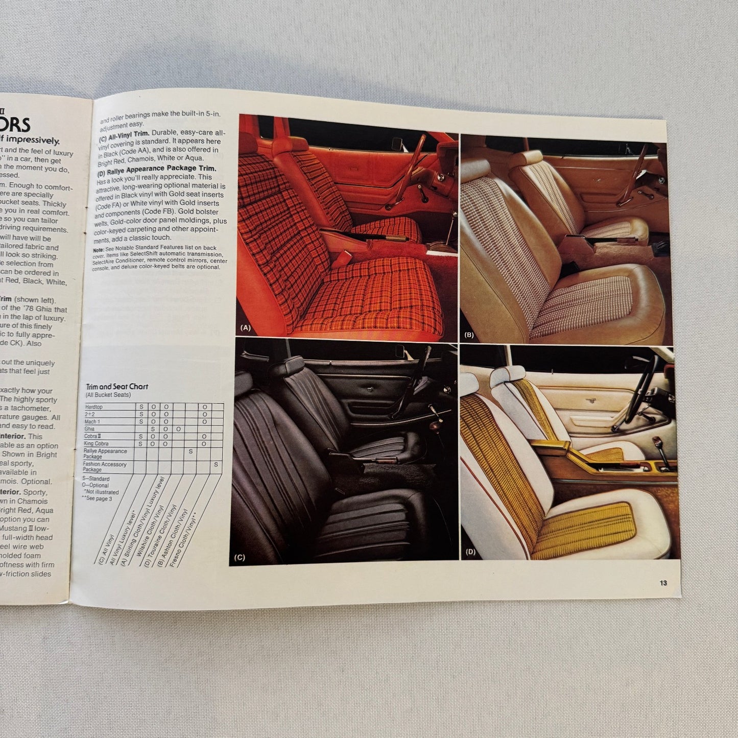 1978 Ford Mustang II Sales Brochure Catalog Mustang Cobra King Cobra Mach 1 Ghia