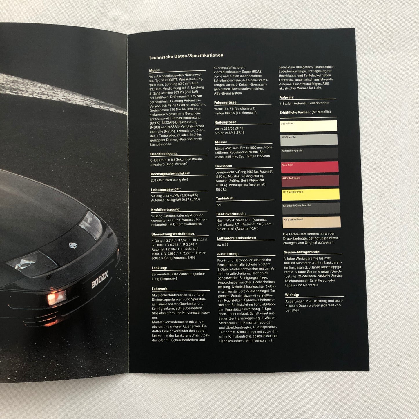Nissan 300ZX Sports Car Sales Brochure Catalog GERMAN TEXT 300 ZX European