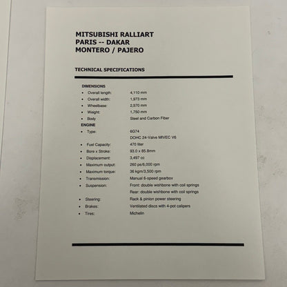 2001 Mitsubishi Concept Car Press Kit ASX Ralliart Montero Pajero Lancer