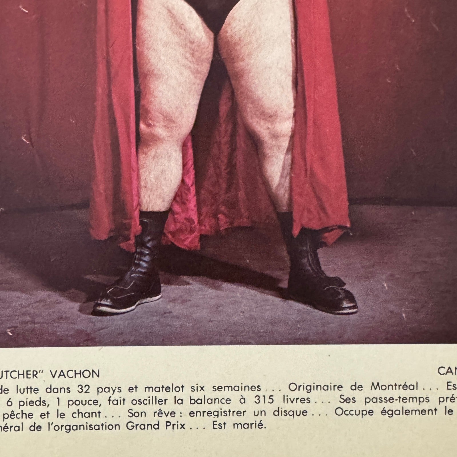Vintage Wrestling Print Insert Paul Vachon The Butcher Vachon Quebec French 1973