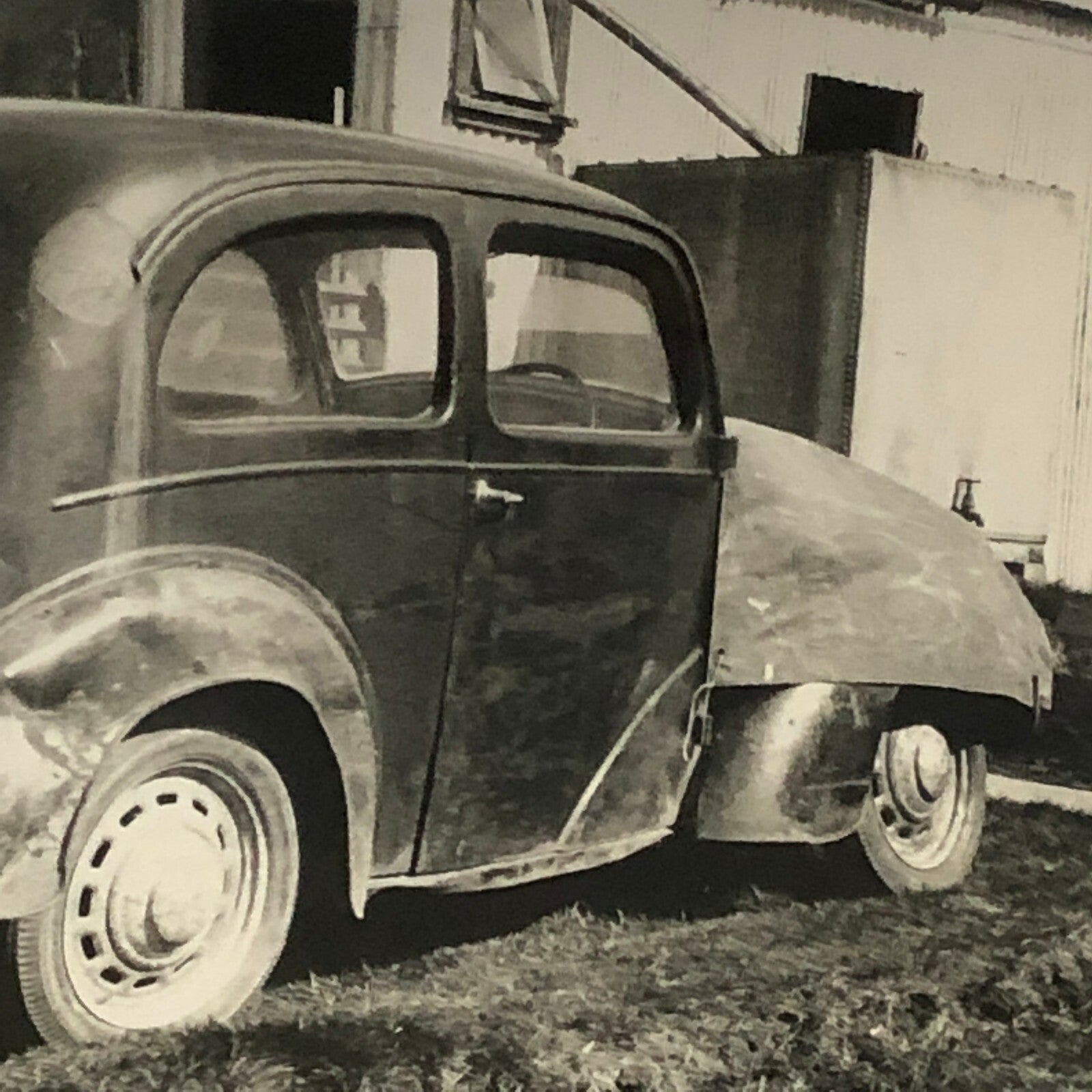 Vintage Car in Weathered Barn Find Condition Photo Photograph Print Junk Yard 