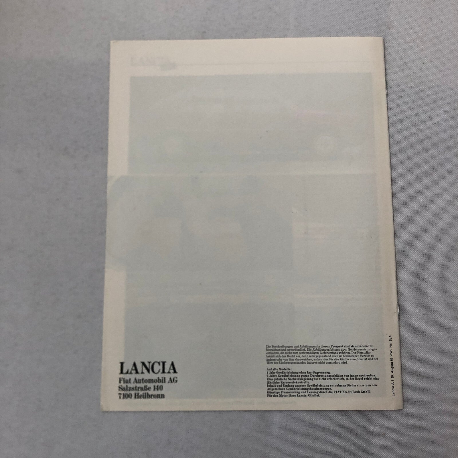 1986 Lancia Delta Car Sales Brochure Catalog GERMAN TEXT European