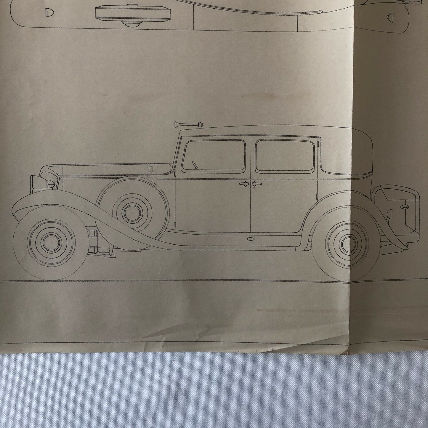 1931 Coachbuilder Car Design Blueprint Rendering Blue Print Brougham Sedan Body 