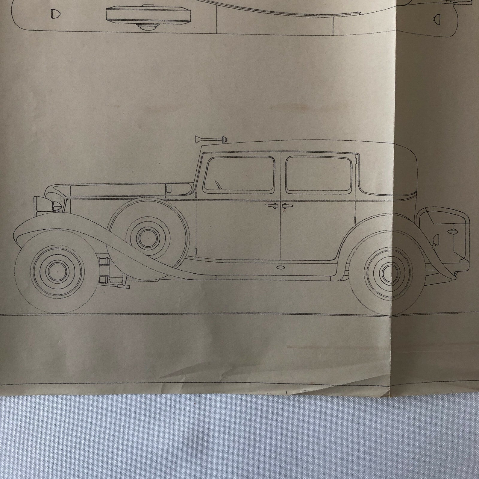 1931 Coachbuilder Car Design Blueprint Rendering Blue Print Brougham Sedan Body 