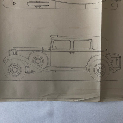 1931 Coachbuilder Car Design Blueprint Rendering Blue Print Brougham Sedan Body 