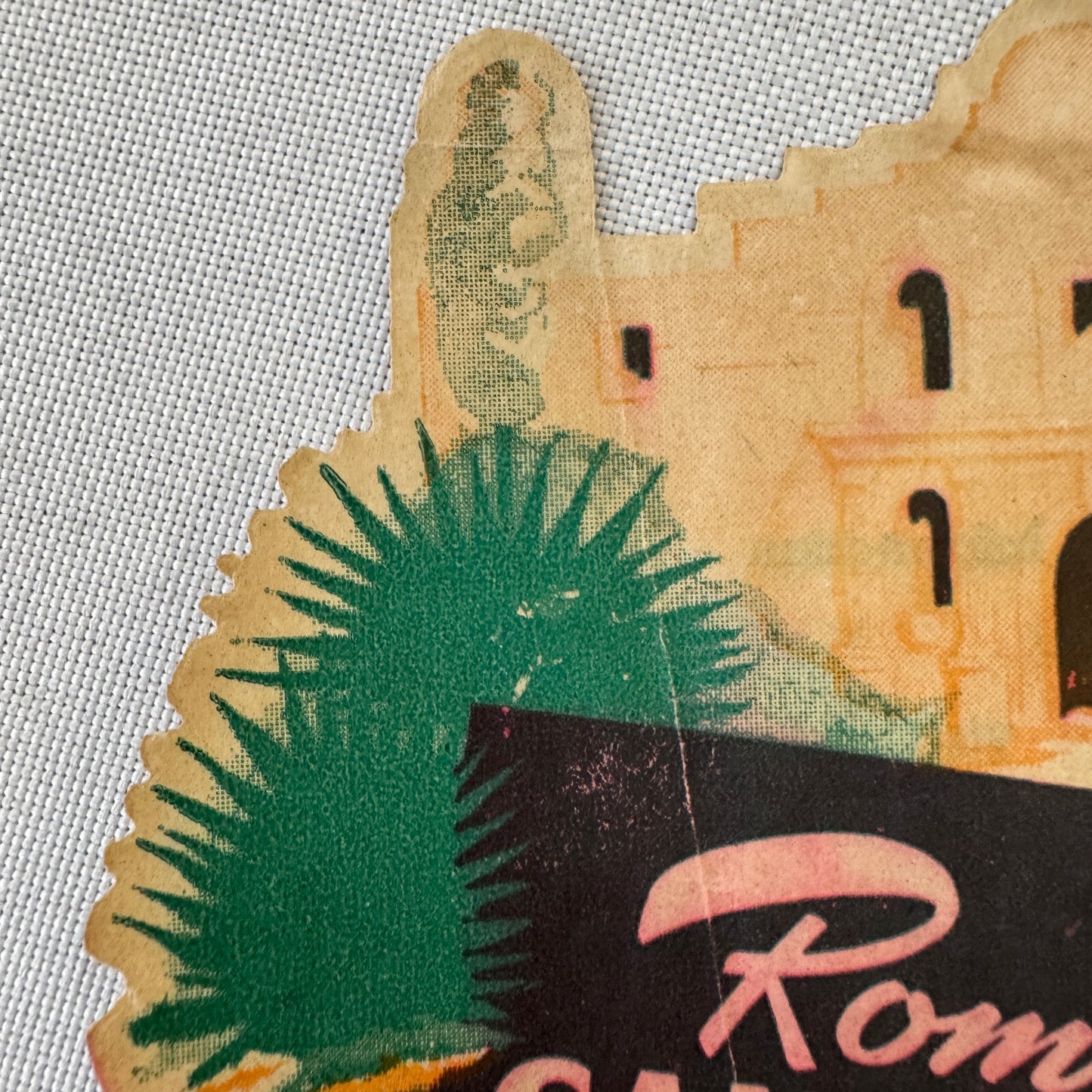 Romantic San Antonio Texas Travel Luggage Label Vintage
