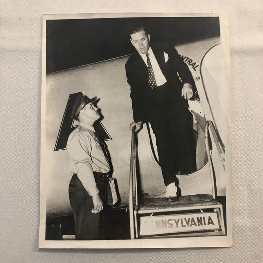 Baseball Player Dizzy Dean on Plane Airplane with Pilot Photo Photograph Vintage