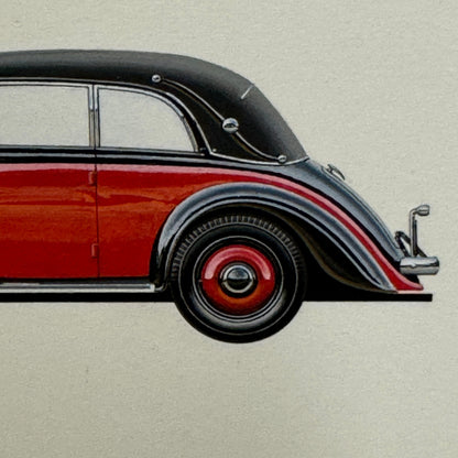 1936 Adler Diplomat Cabriolet Car Illustration Art Drawing Vintage Miniature