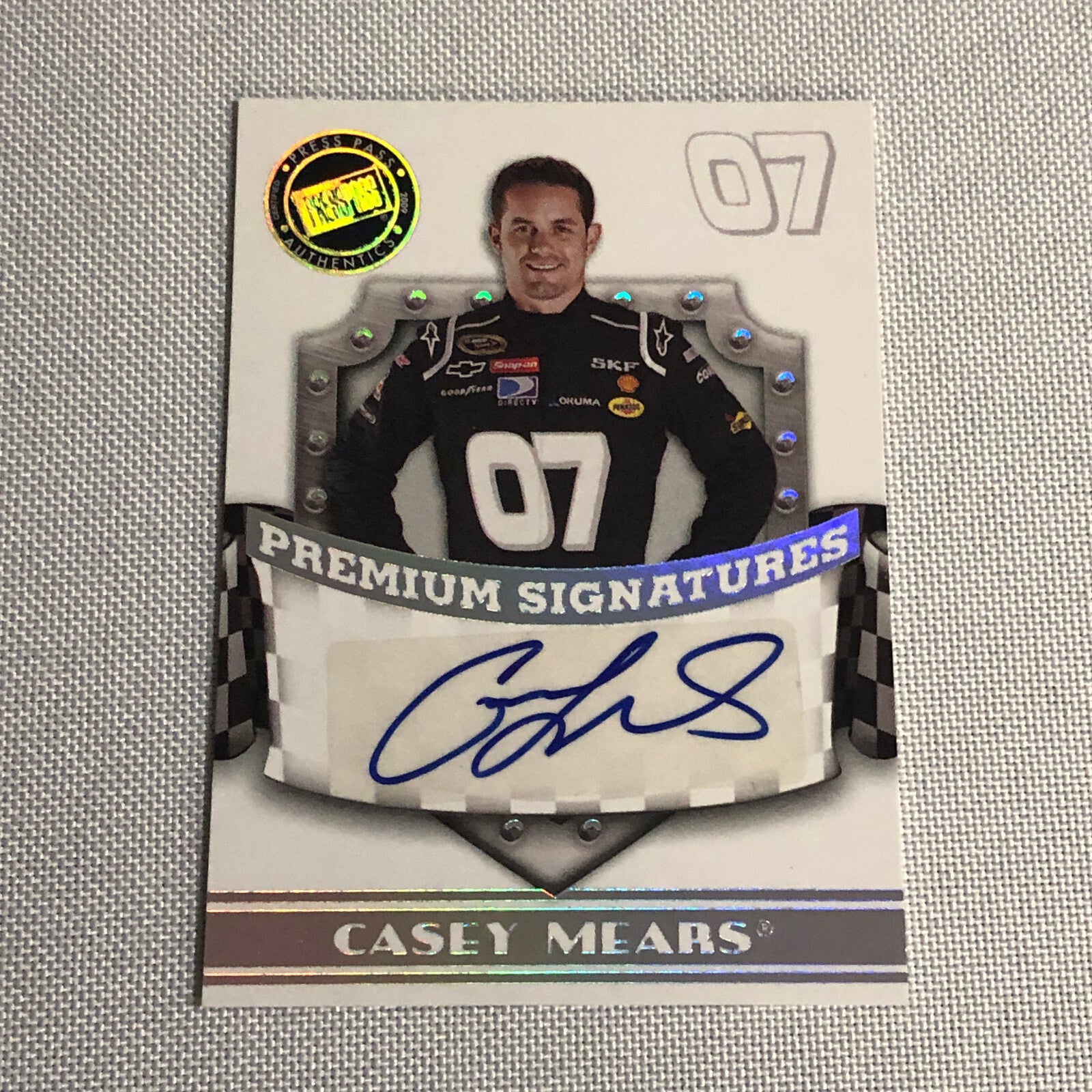 2009 Press Pass Premium Signatures Casey Mears Signed Signature Auto Card NASCAR